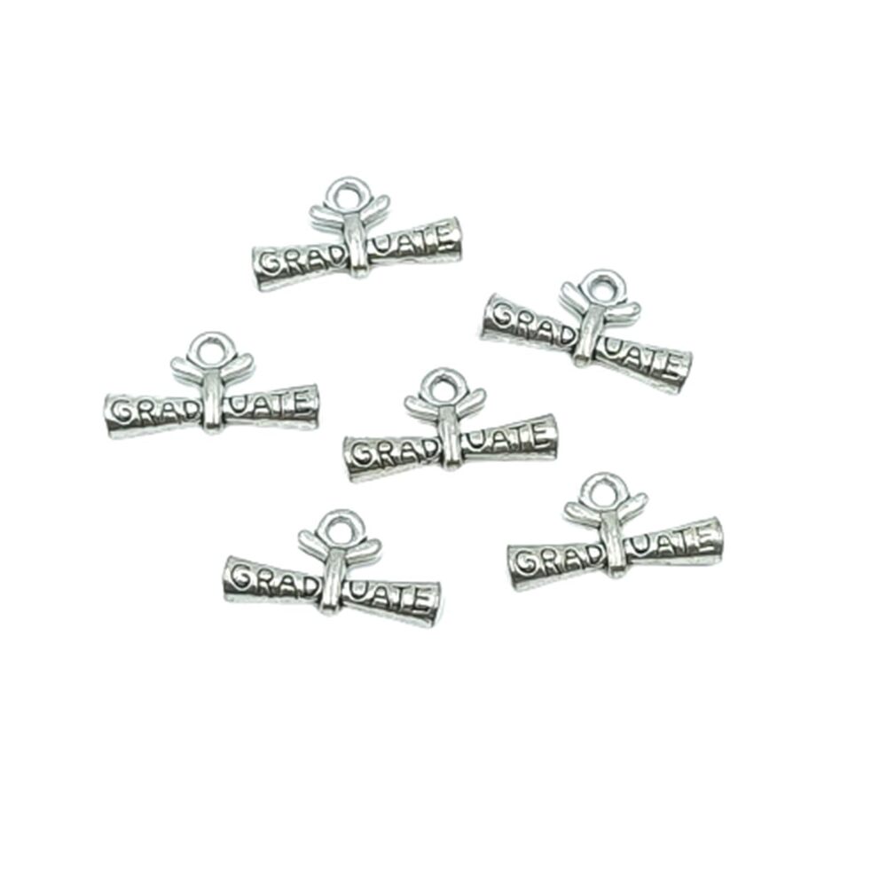 6712 30pcs Antique Silver Graduation Charms Pendants Alloy Antique Beads